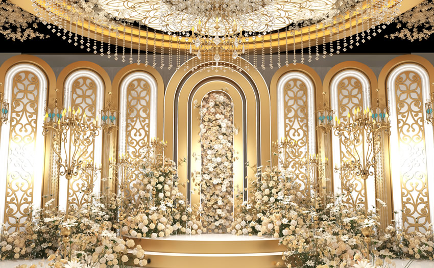 兰山香槟色调婚礼堂效果展示